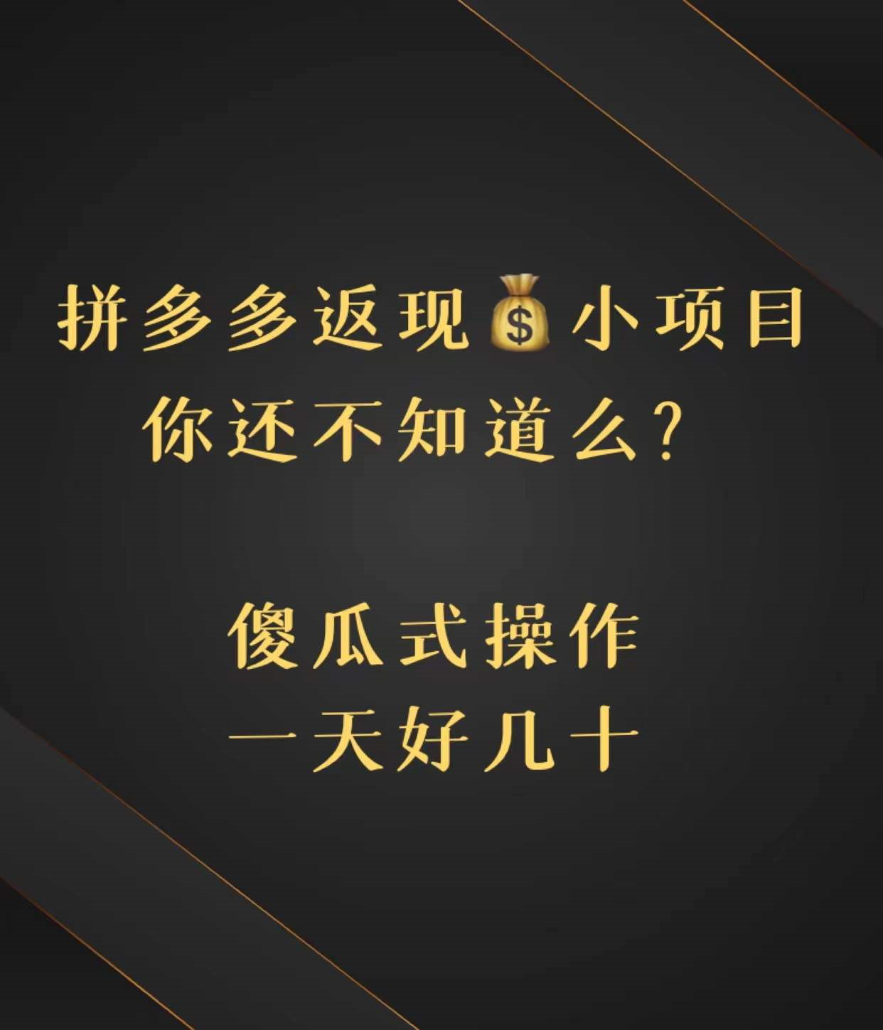 跟大家分享一个拼多多的小项目，简单无脑，一天好几十