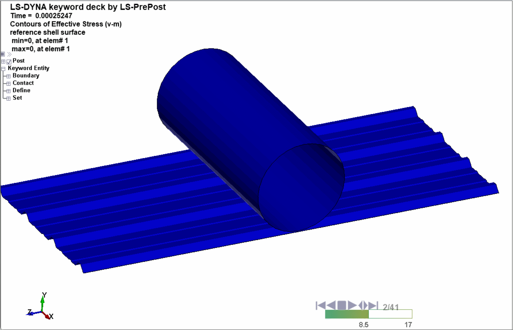 LS-DYNA案例10-波形板三点弯曲-隐式分析的图1